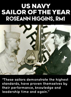 Sailor of the Year, Roseann Higgins, US Navy, Radioman, First Class Petty Officer, leadership, highest standards of service, knowledge, Award, Navy Reserve